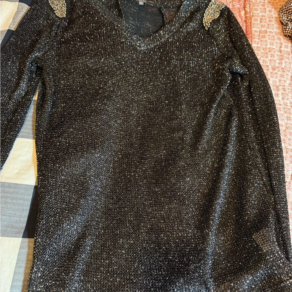 Miss Me Black and Silver Shimmer Top